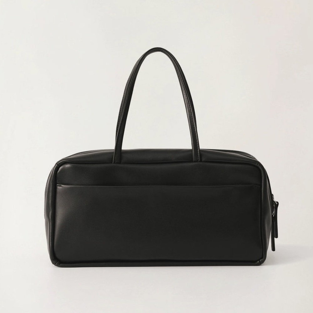 Nothing Written Pocket Smooth Leather Tote Bag Mini Top Handle Bowling Purse